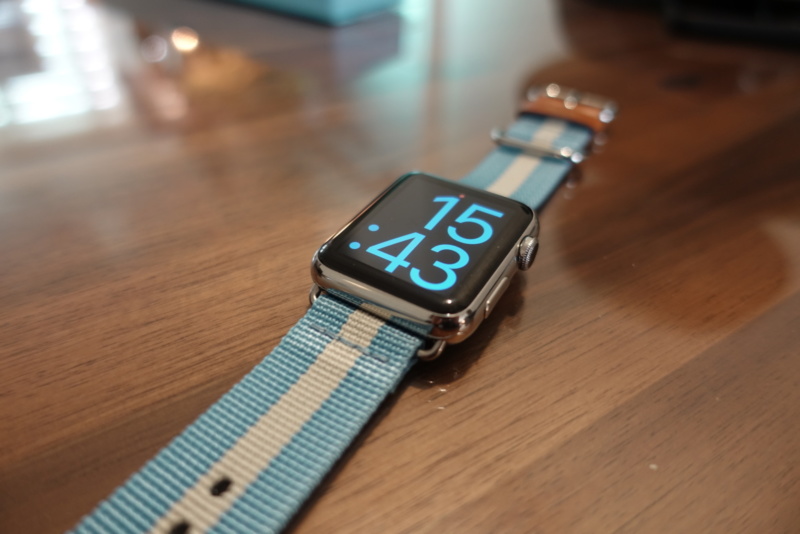 TOMS for Apple watch band 42mm Light Blue Stripe, display ON
